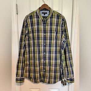Banana Republic Green and‎ Blue Slim Fit Button Down Shirt